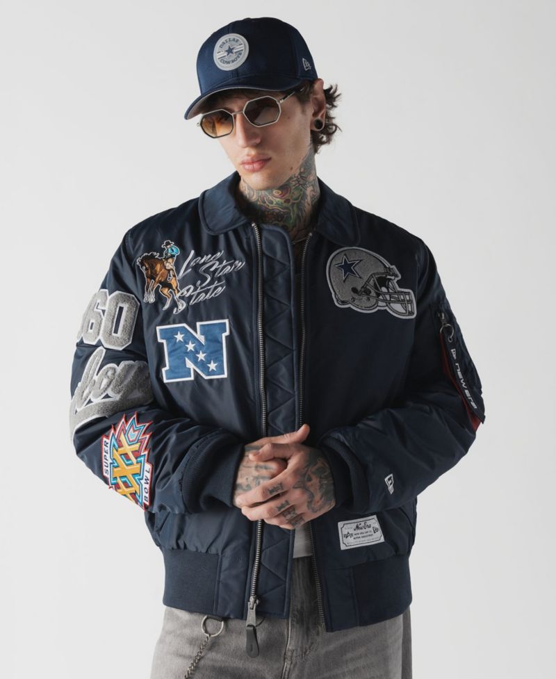 Men's Navy Dallas Cowboys MA-1 Full-Zip Bomber Jacket