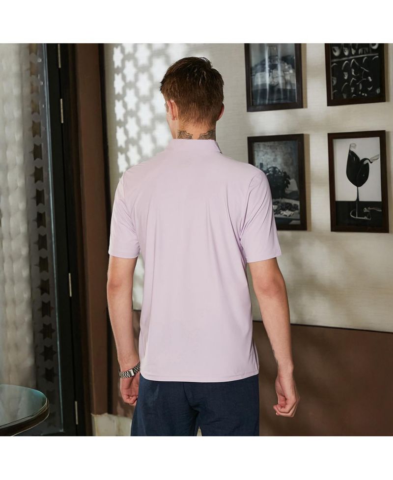 Men's Lilac Seamless Solid Polo T-Shirt