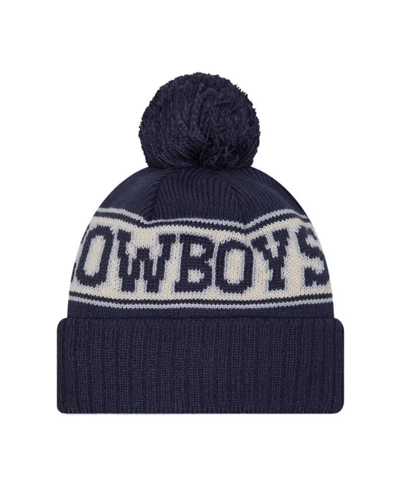 Men's Navy Dallas Cowboys Retro Cuffed with Pom Knit Hat