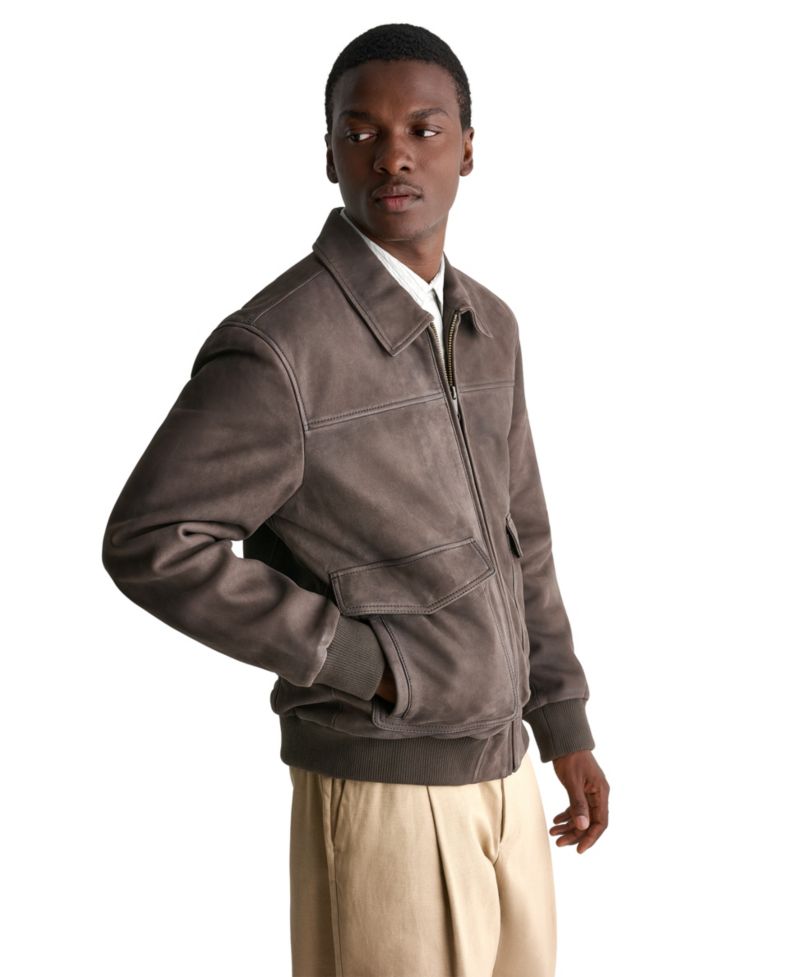 Men's Leather Bomber Jacket