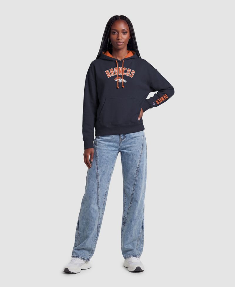 Women's Navy/Orange Denver Broncos Contrast Liner Hoodie