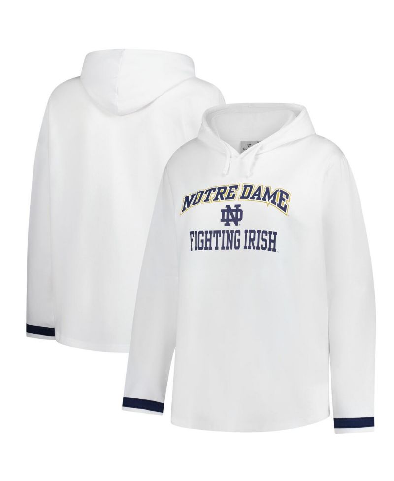 Women's White Notre Dame Fighting Irish Plus Size Pullover Hoodie