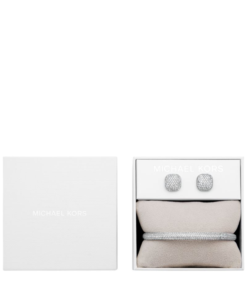 Pave Bangle Bracelet and Earring Set