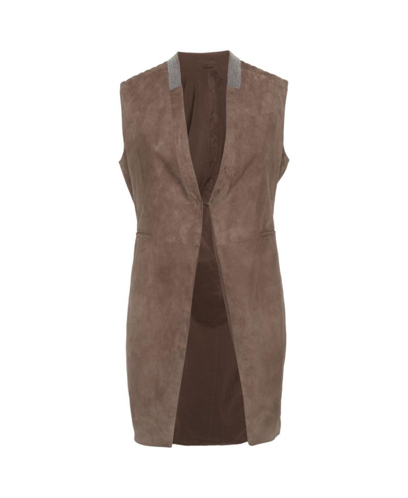 Women's Suede Monili Long Vest