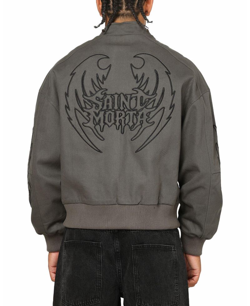 Men's Crested Wing Embroidered-Graphics Cotton Bomber Jacket