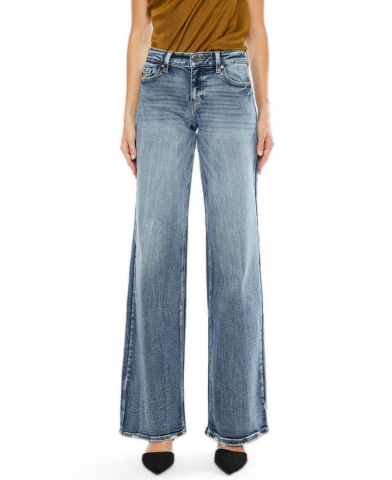 Women's Venice Mid-Rise Wide-Leg Heavy-Grind Jeans