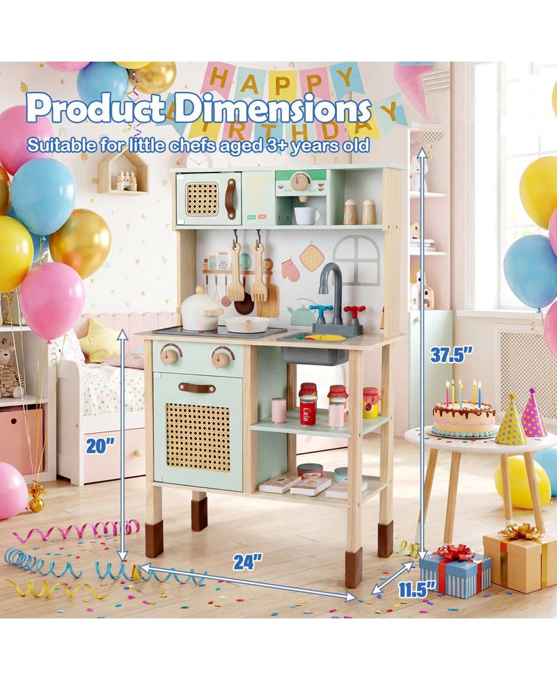 Wooden Retro Play Kitchen With Lights and Sounds