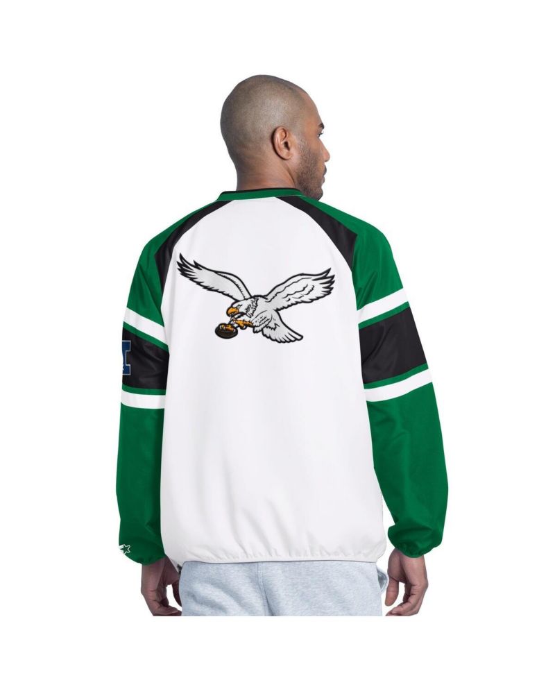 Men's White Philadelphia Eagles Infield Play Raglan Pullover Jacket