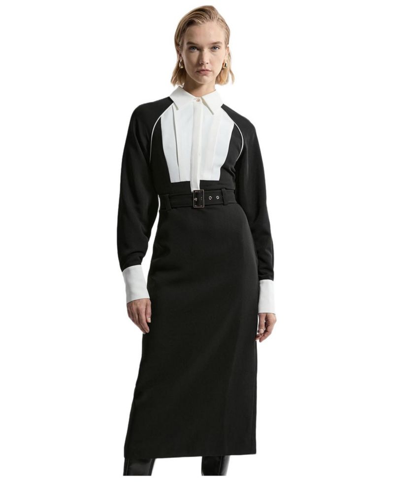 Women's Twill Collared Woven Midi Dress