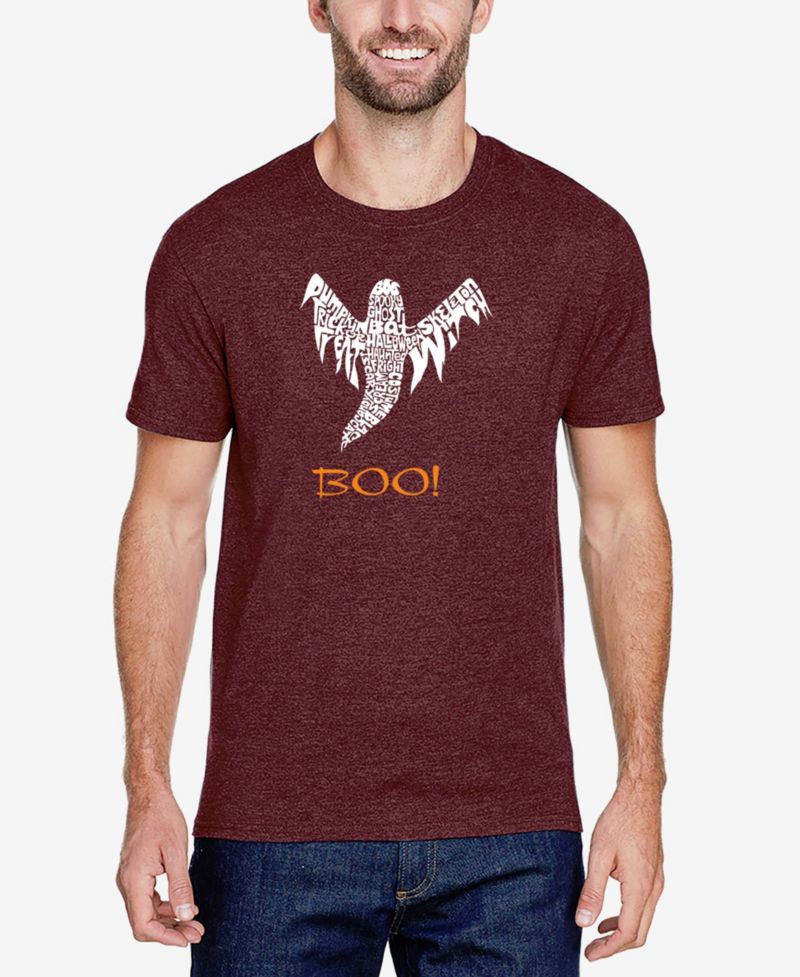 Men's Cotton/Poly Blend Word Art T-shirt - Halloween Ghost Boo!