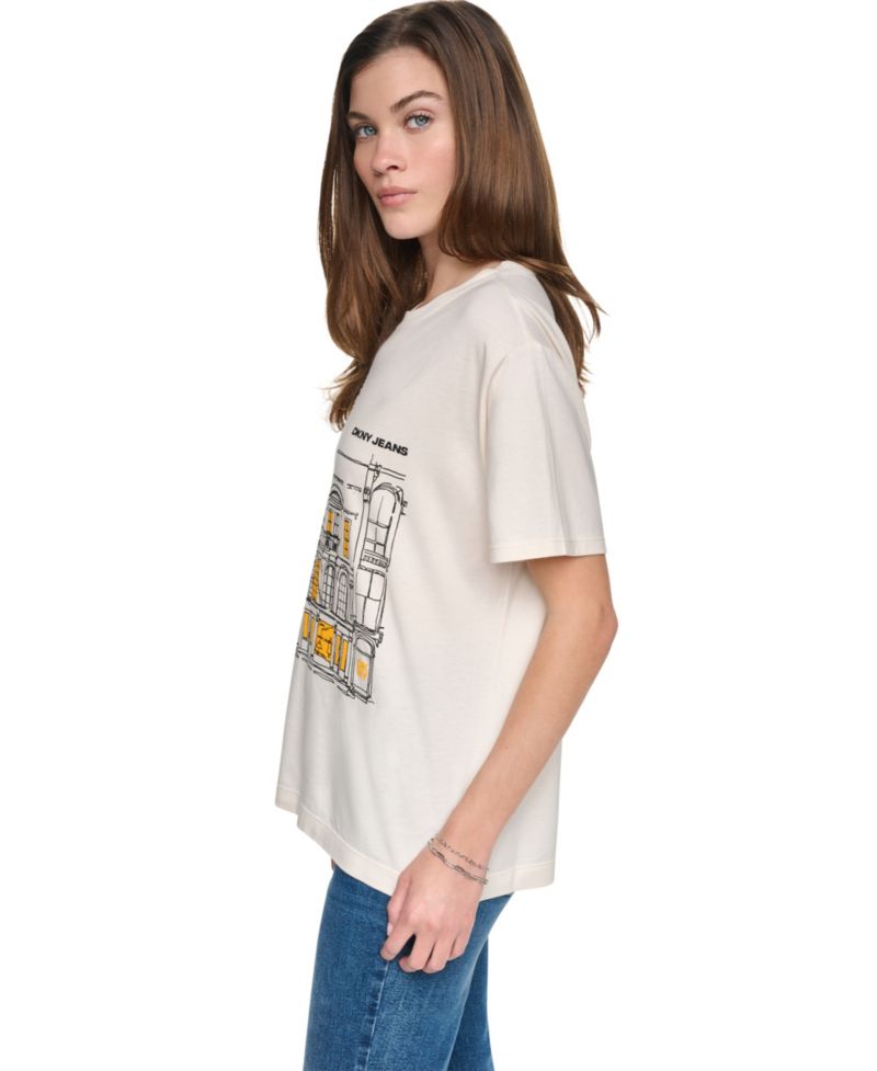 Women's New York Downtown Logo Relaxed Graphic Cotton-Blend Tee