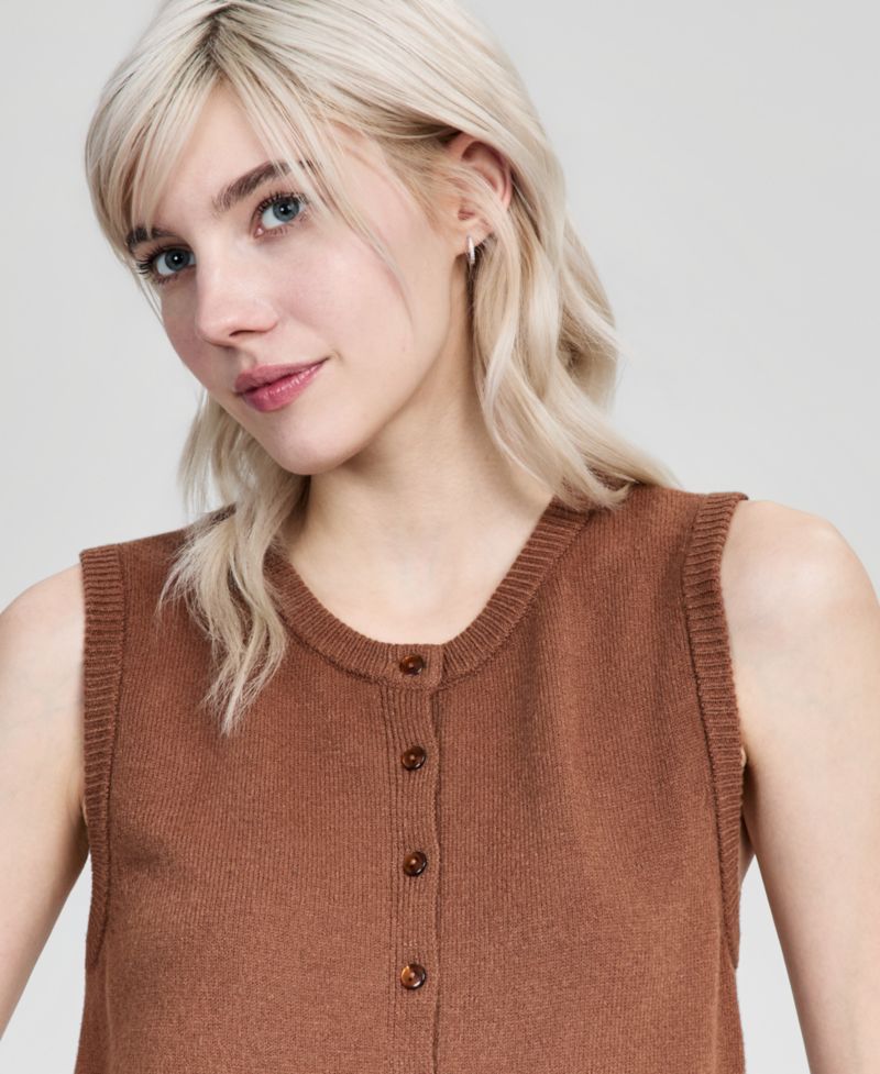 Women's Button-Front Crewneck Vest