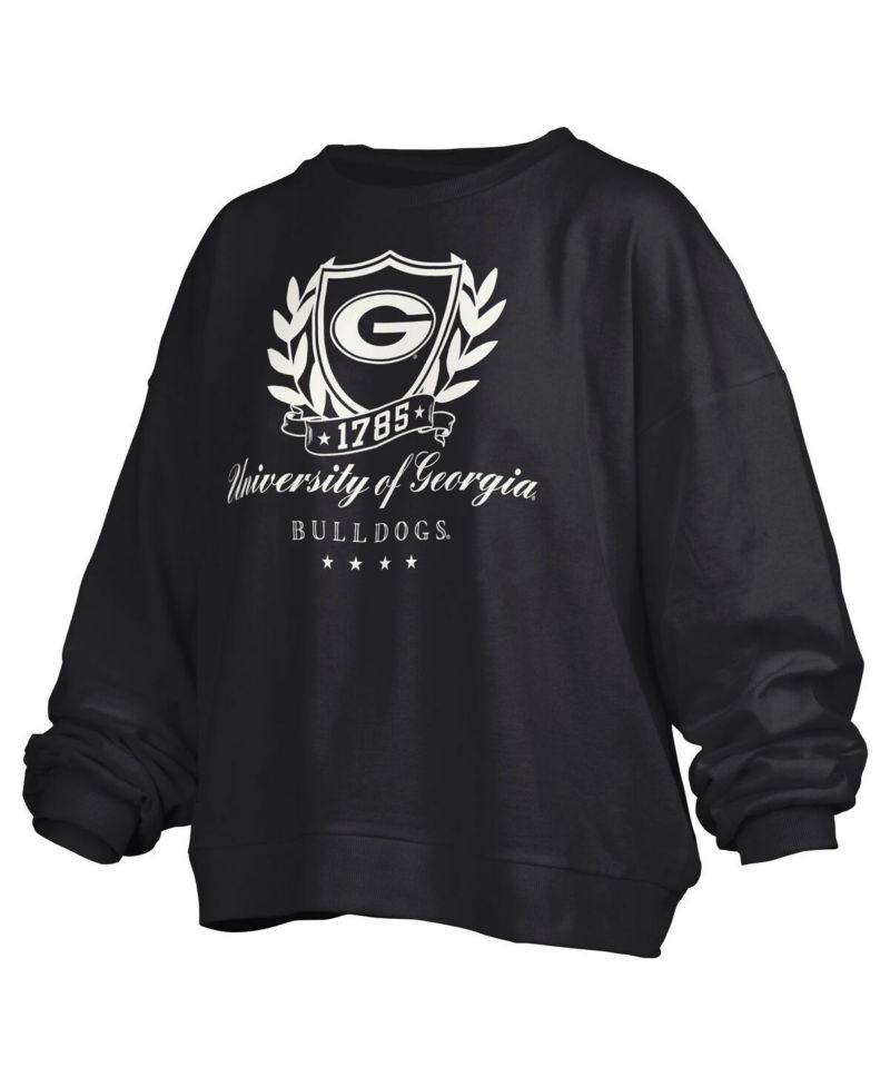 Women's Black Georgia Bulldogs Big Aug Script Janice Oversized Pullover Sweatshirt