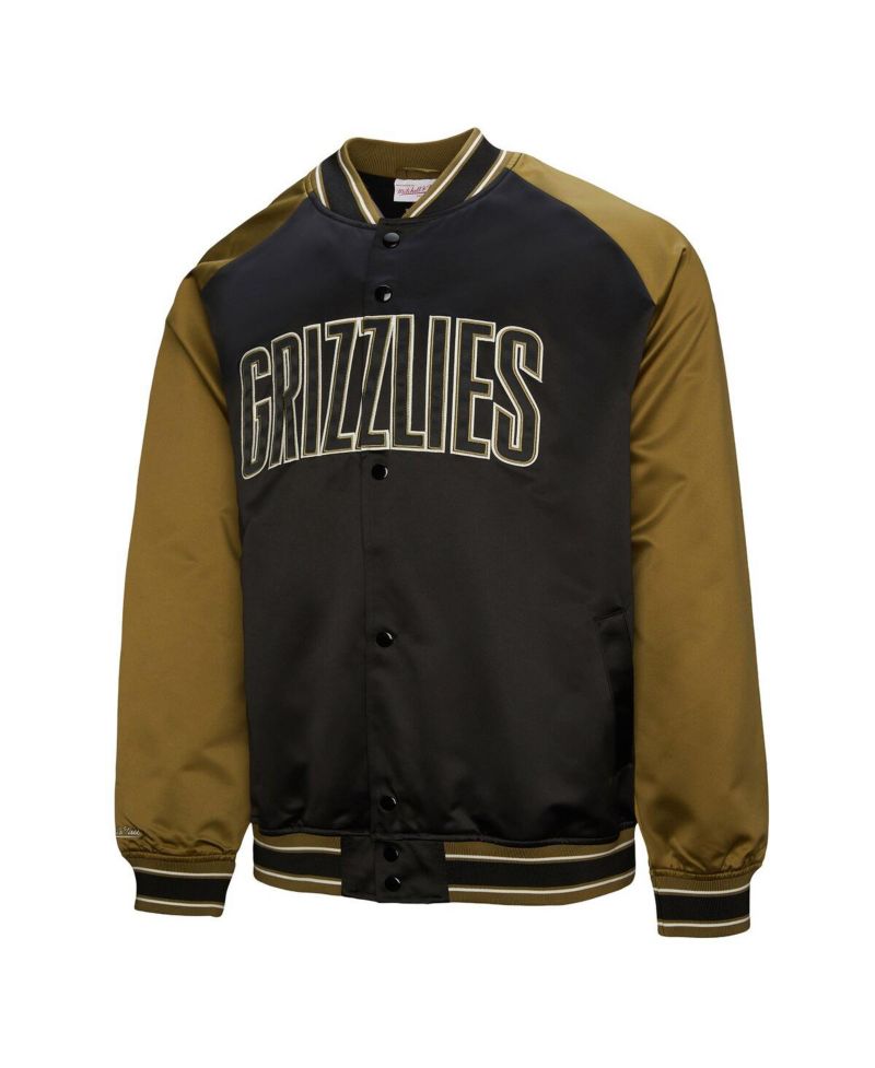 Men's Olive/Black Memphis Grizzlies Clutch Satin Raglan Full-Snap Jacket