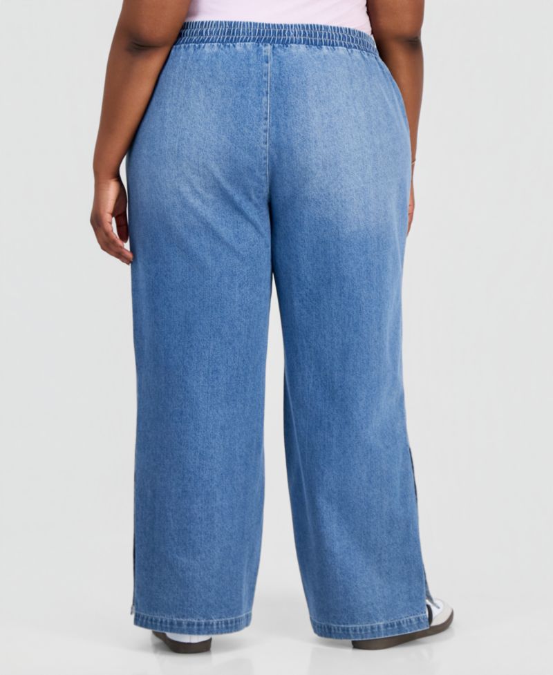Trendy Plus Size Break Away Pull-On Wide-Leg Jeans