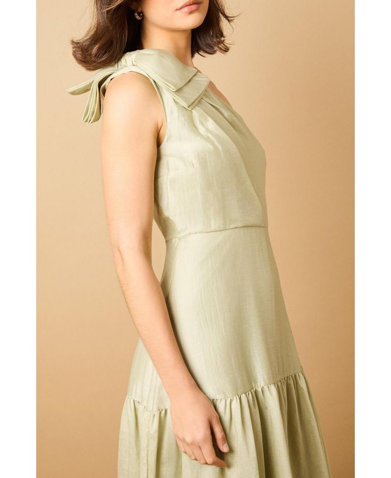 Women's Bow Shoulder Detail Midi Dress