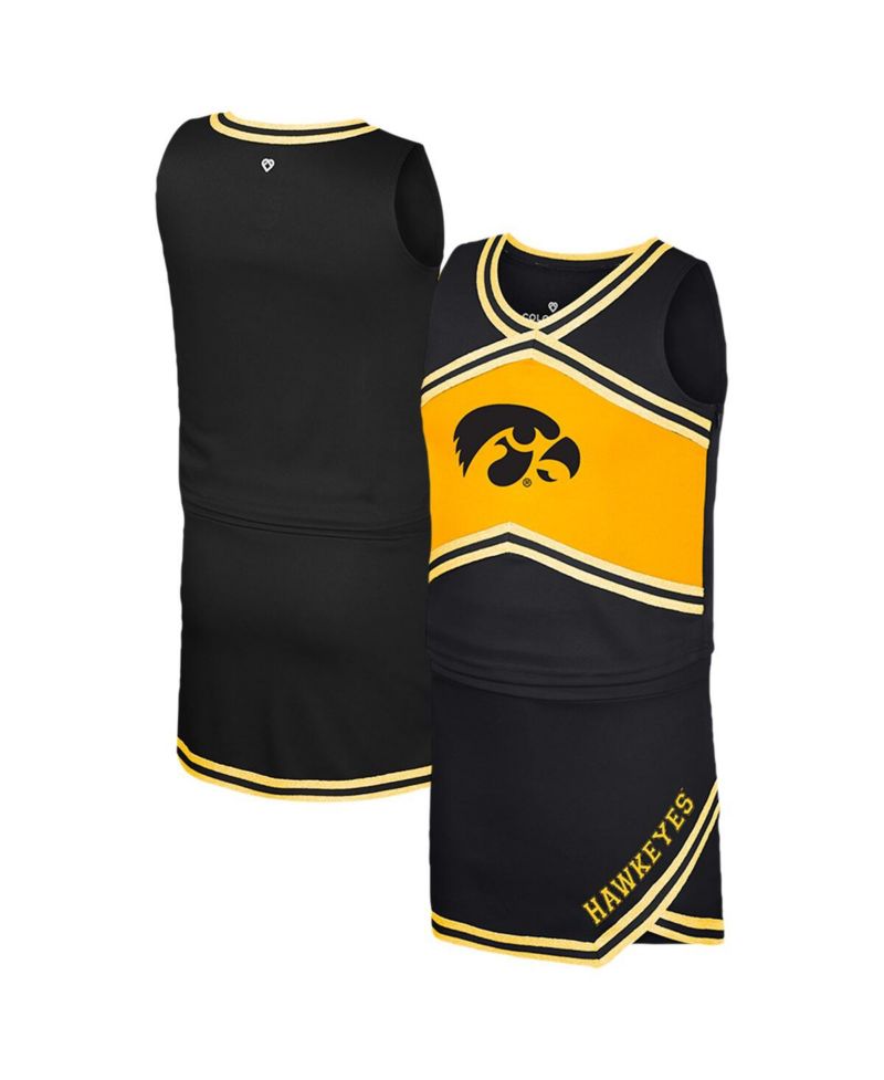 Big Girls Black Iowa Hawkeyes Cheerleader Top Skirt Set
