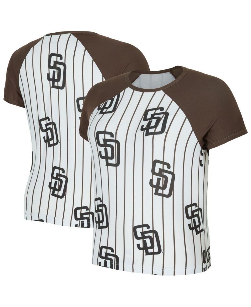 Women's White San Diego Padres Outbound Pinstripe Raglan Top