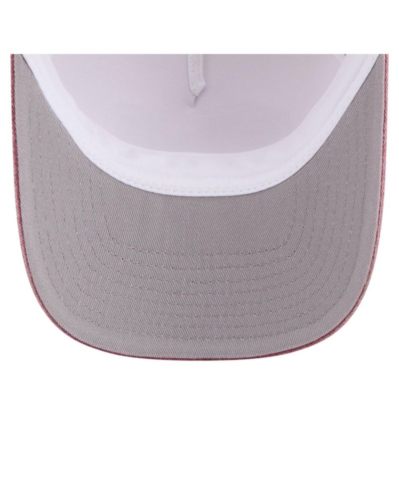 Men's Stone/Crimson Alabama Crimson Tide Frayed Patch 9FORTY M-Crown A-Frame Trucker Adjustable Hat