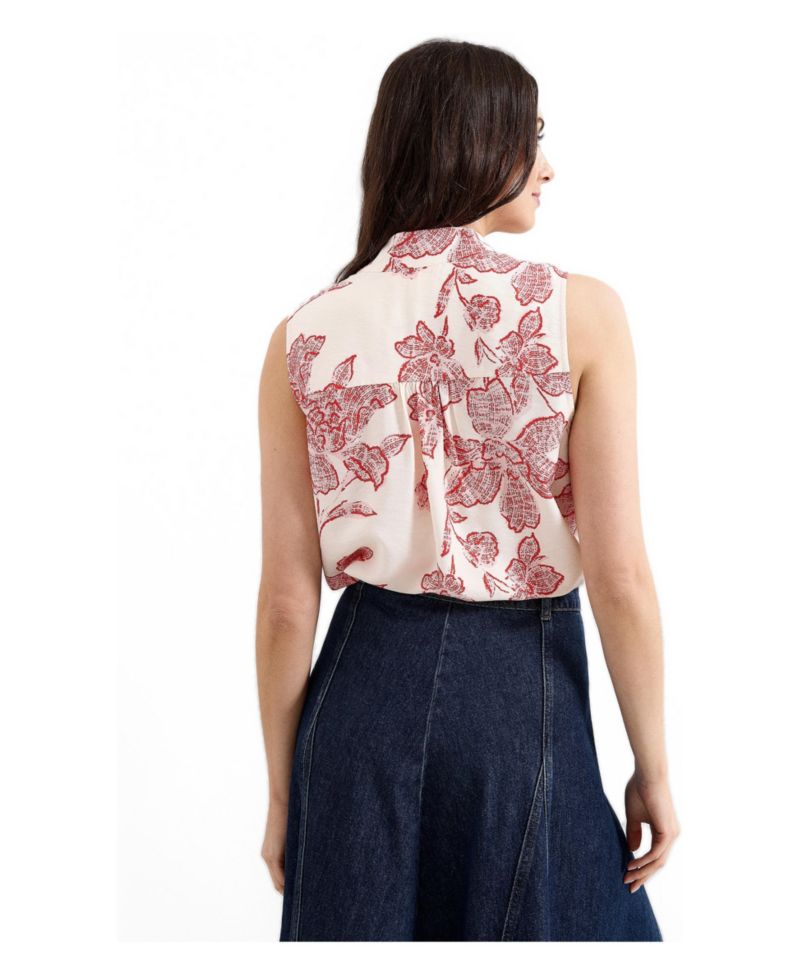 Women's Junie Tie Neck Sleeveless Blouse