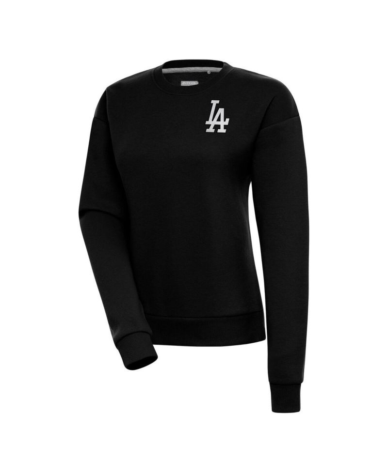 Women's Black Los Angeles Dodgers Brushed Metallic Victory Pullover Sweatshirt