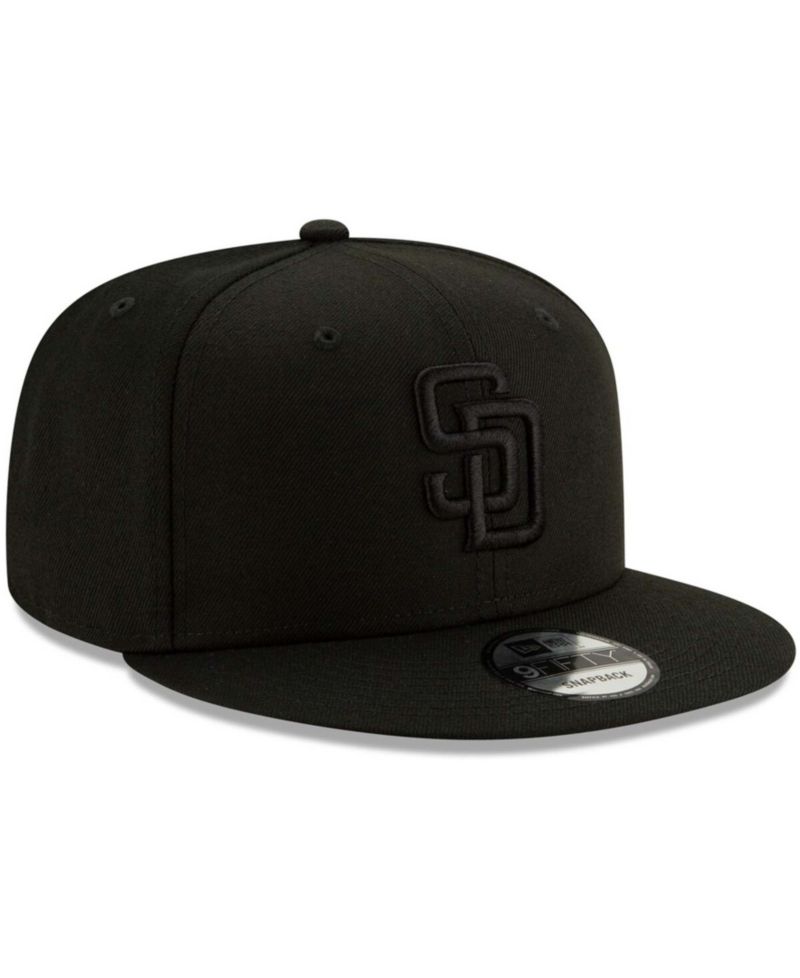 Men's Black San Diego Padres Black on Black 9FIFTY Snapback Adjustable Hat
