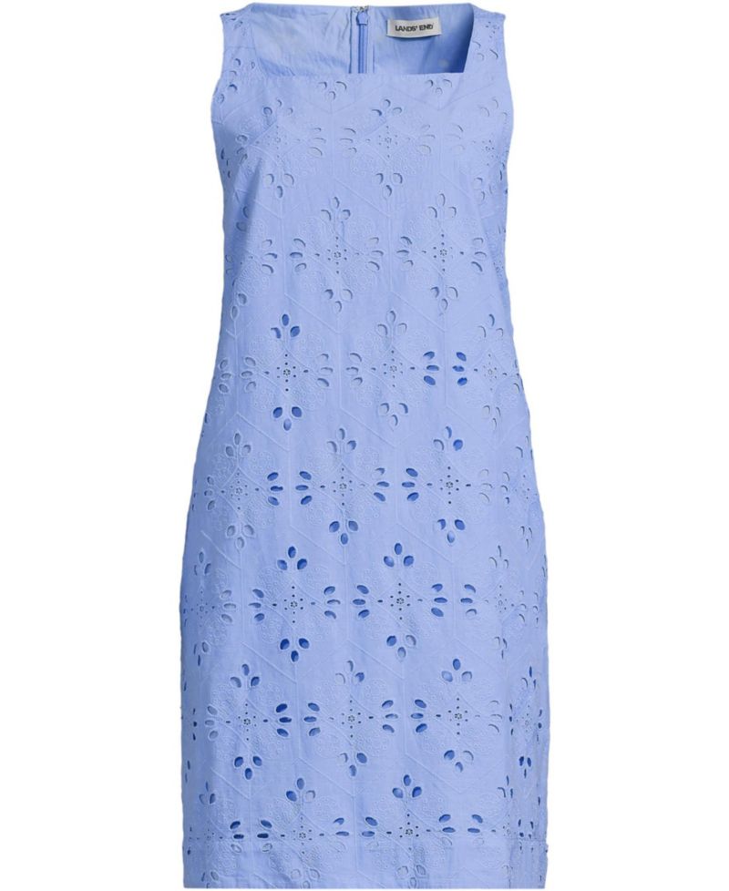 Women's Sleeveless Eyelet Shift Above the Knee Dress