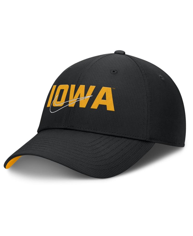Men's Black Iowa Hawkeyes Club Prep Performance Adjustable Hat