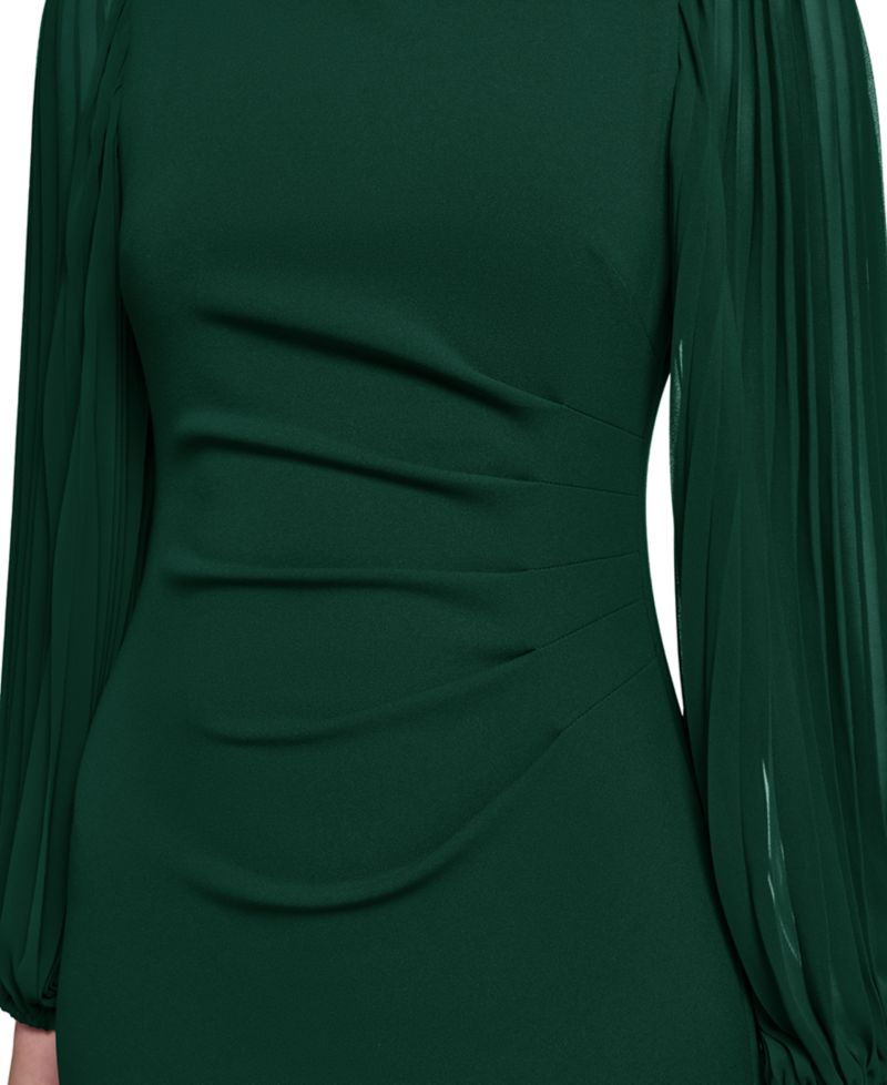 Petite Pleated Sleeve Side Tuck Dress