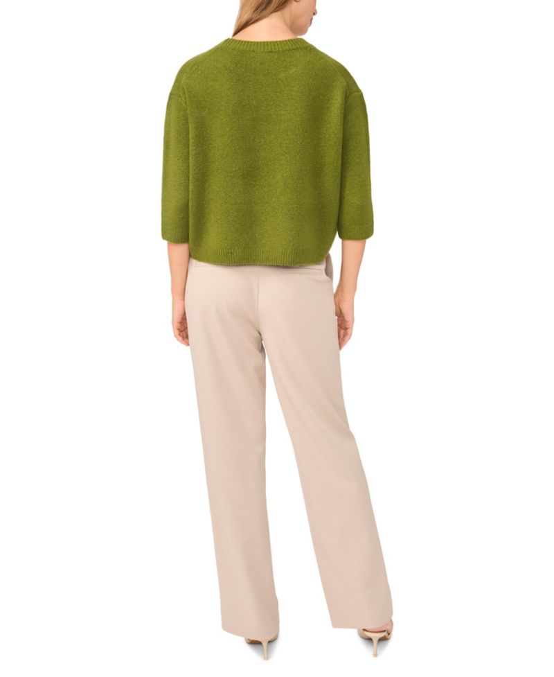 Women's 3/4-Sleeve Crewneck Pullover Sweater
