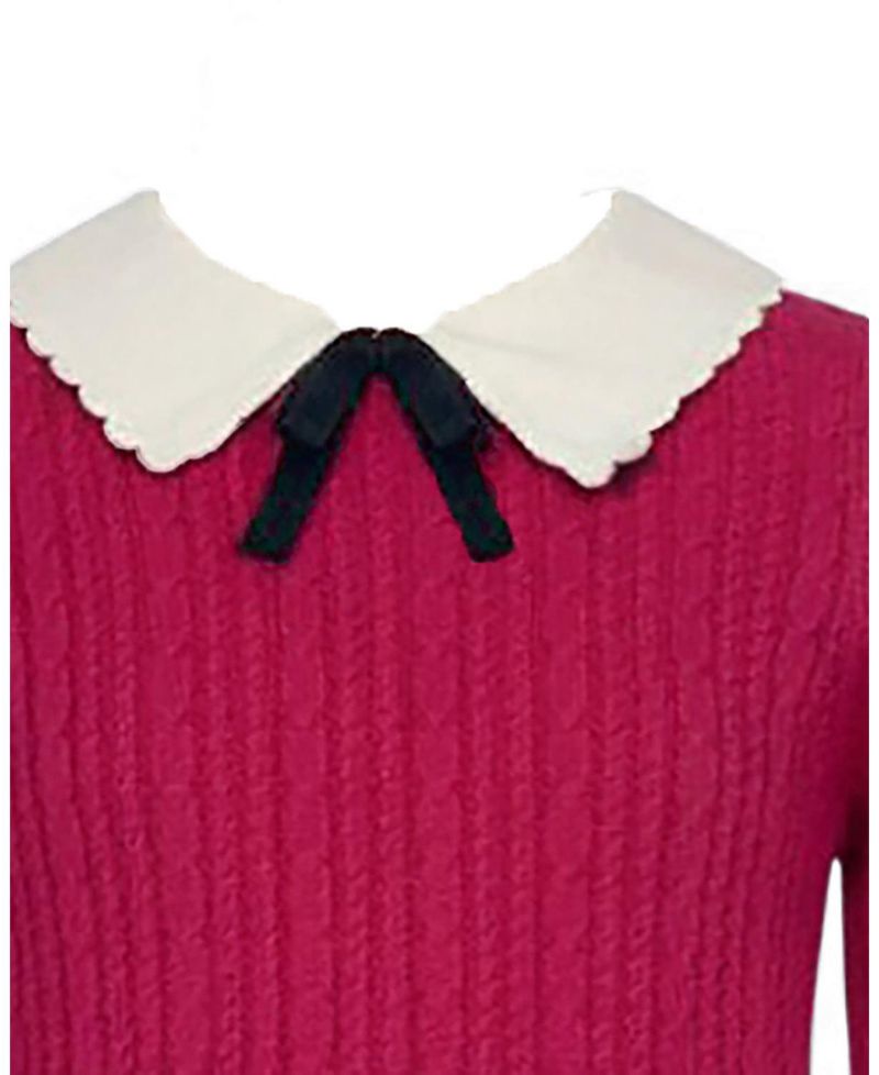 Little Girls 6-12 Organic Collared French Cable Sweater Dress
