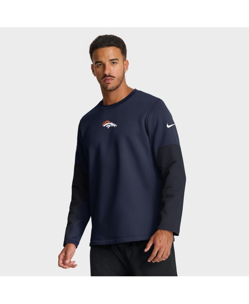 Men's Navy Denver Broncos Sideline Scripted to Win Performance Long Sleeve T-Shirt