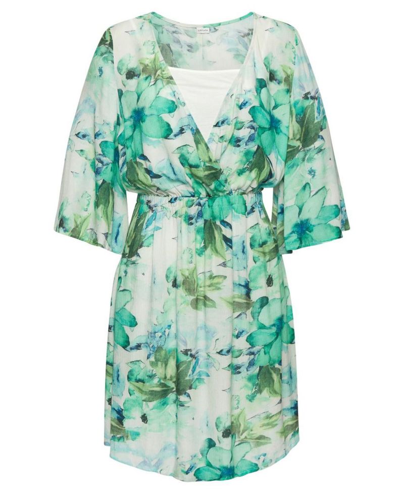 Women's Viscose Floral Print Fit-and-Flare V-Neck Short Dress