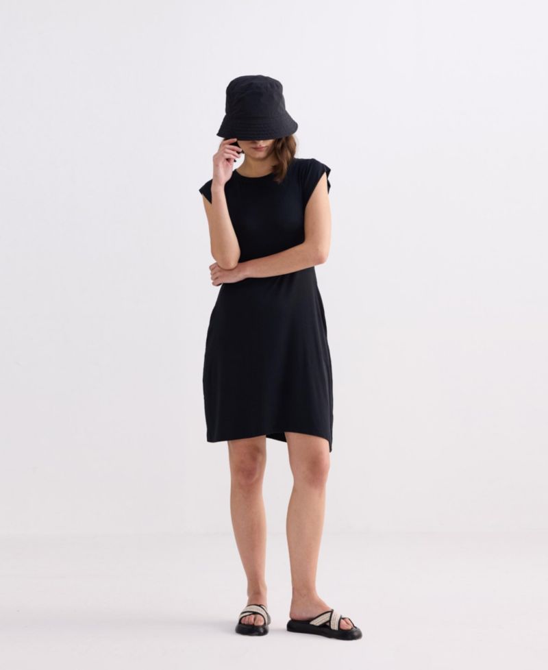 Women's Muscle Tee Short Dress in Black