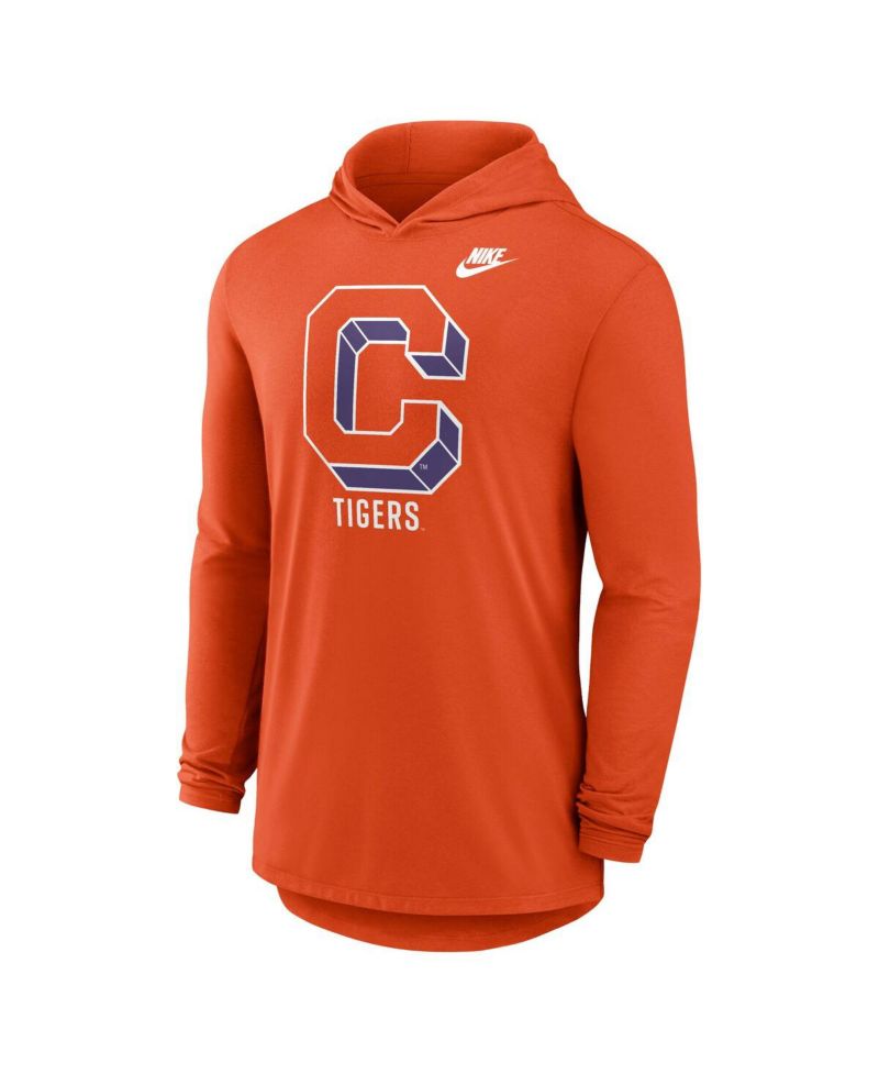 Men's Orange Clemson Tigers Legacy Tri-Blend Dri-FIT Long Sleeve Hoodie T-Shirt