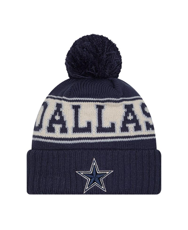 Men's Navy Dallas Cowboys Retro Cuffed with Pom Knit Hat