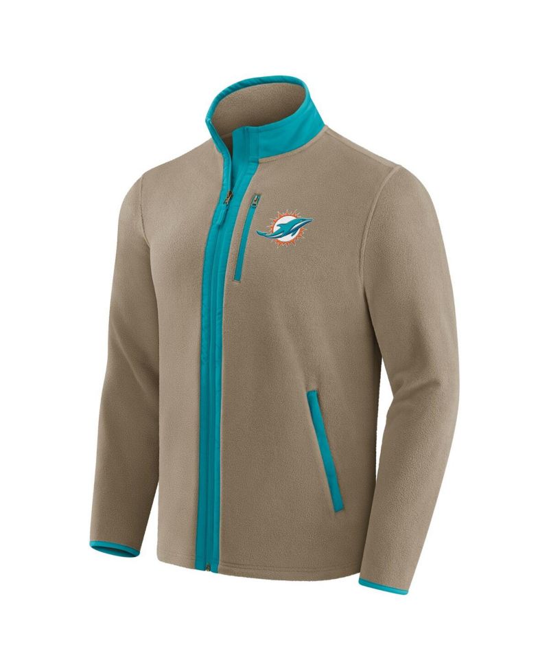 Darius Rucker Collection by Men's Tan Miami Dolphins Heavyweight Polar Fleece Full-Zip Jacket