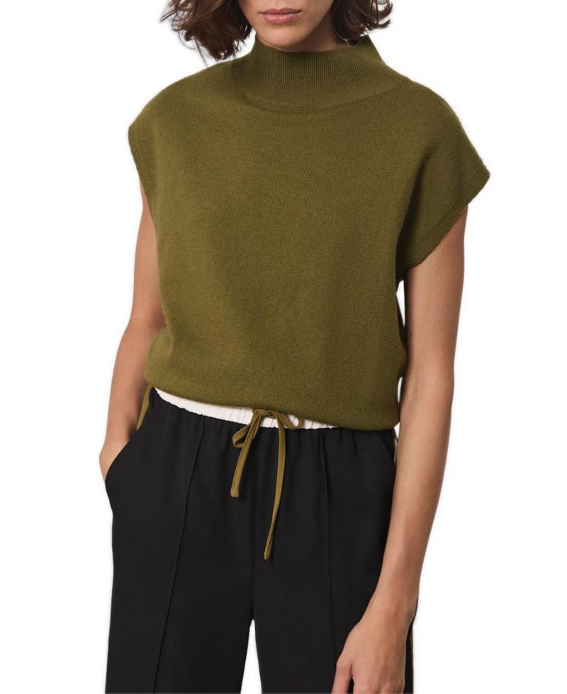 Women's Mock-Neck Wool-Blend Sleeveless Vest