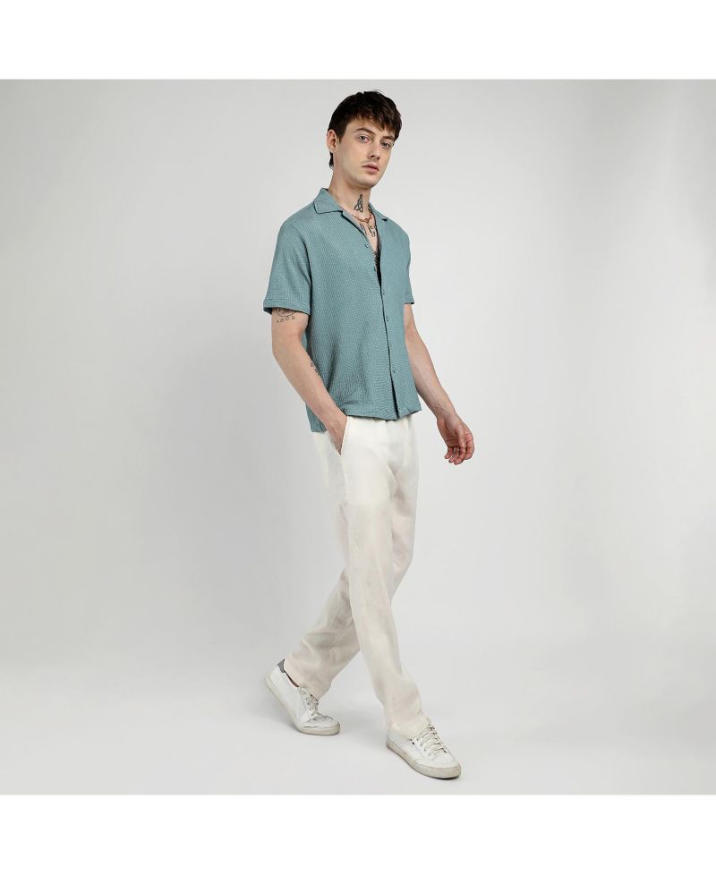 Men's Teal Green Micro Zig-Zag Shirt