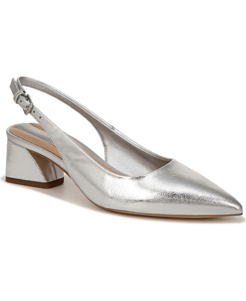 Women's Racer Pointed Toe Block Heel Slingback Pumps
