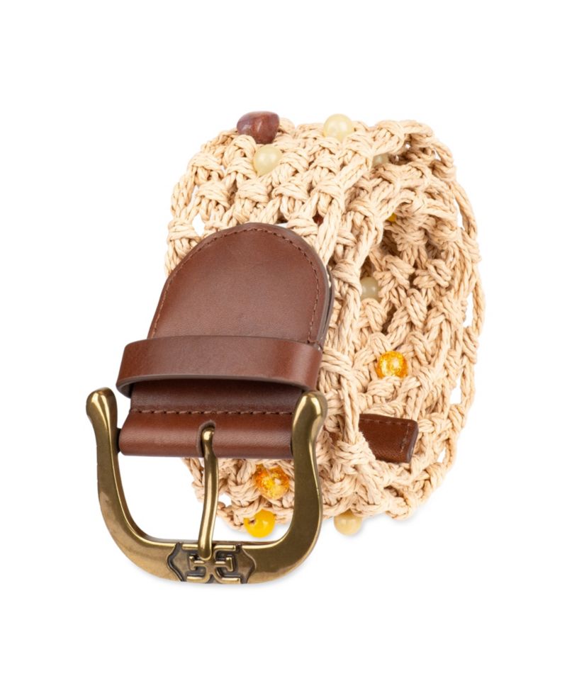 Women's Wide Beaded Macrame Belt