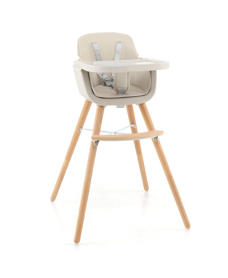 3-in-1 Convertible Wooden Baby High Chair with Cushion