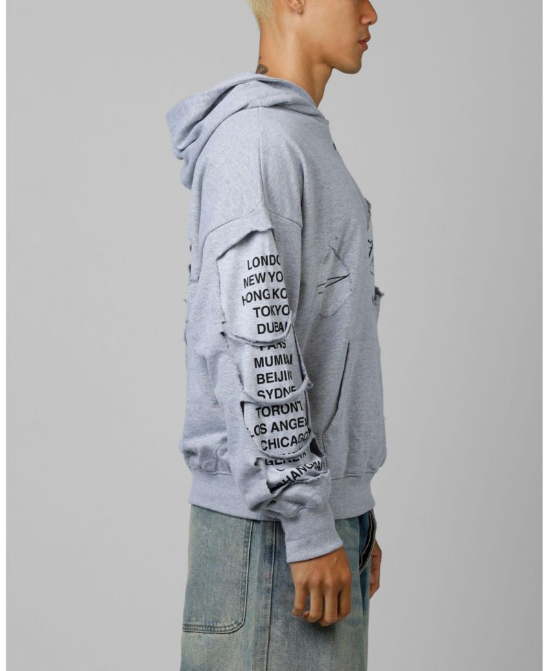 Men's Destruction Hoodie - Grey M