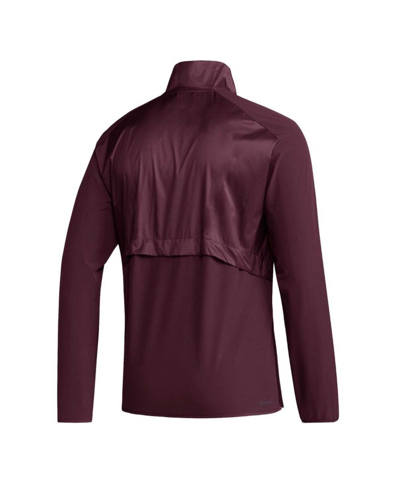 Men's Maroon Mississippi State Bulldogs Sideline AEROREADY Raglan Sleeve Quarter-Zip Jacket