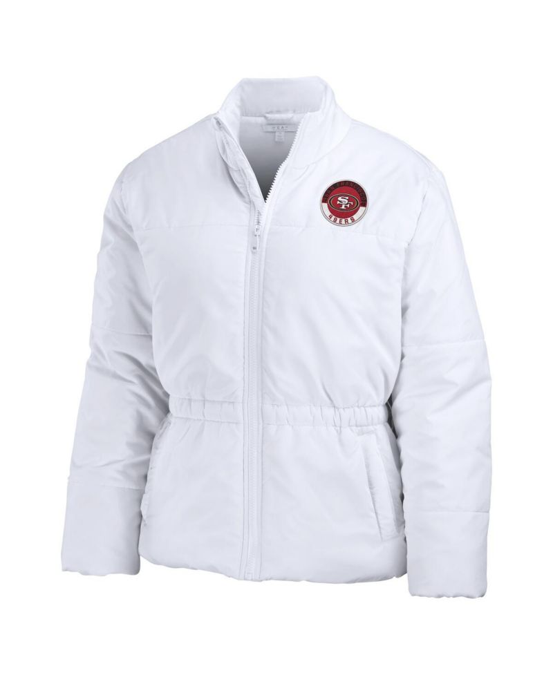 Women's White San Francisco 49ers Packaway Full-Zip Puffer Jacket