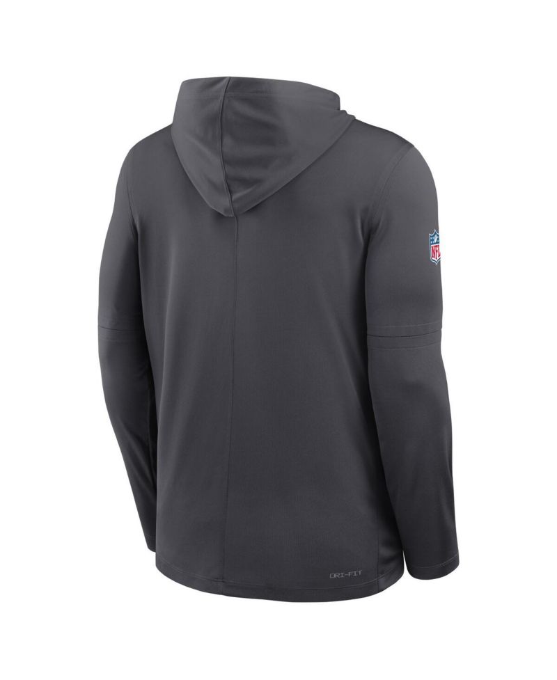 Men's Anthracite Dallas Cowboys Sideline Pure Performance Long Sleeve Hoodie T-Shirt