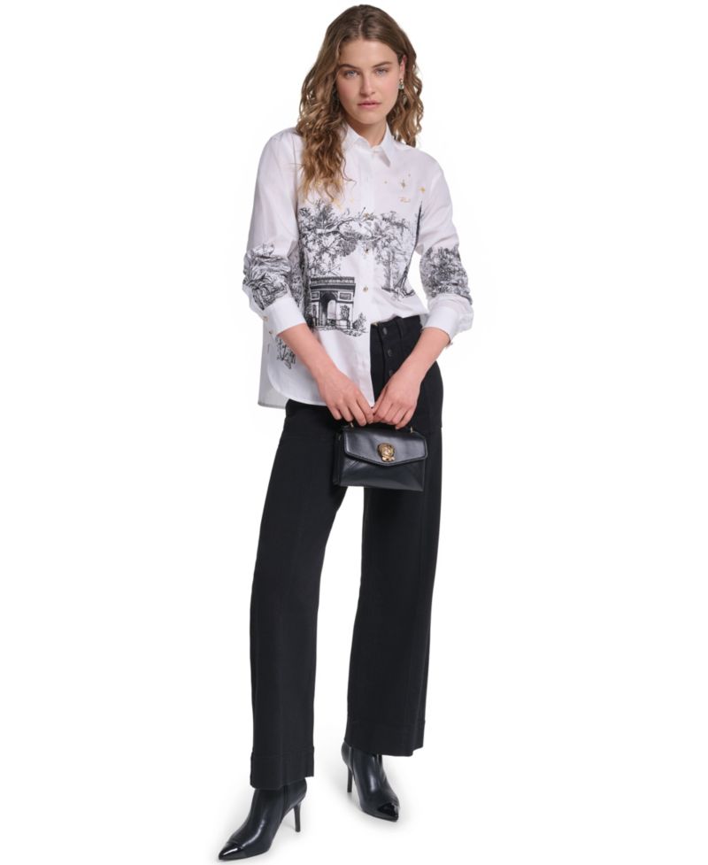 Petite Parisian Graphics Long-Sleeve Shirt
