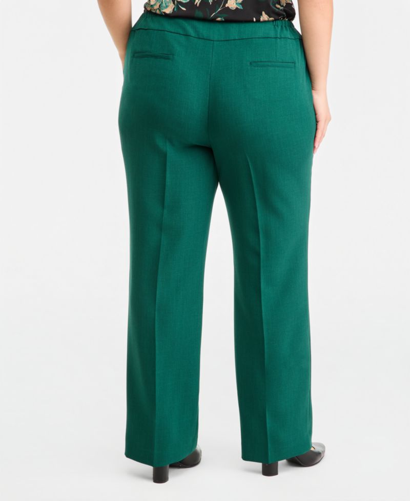 Plus Size Fly-Front L-Pocket Slim Trousers