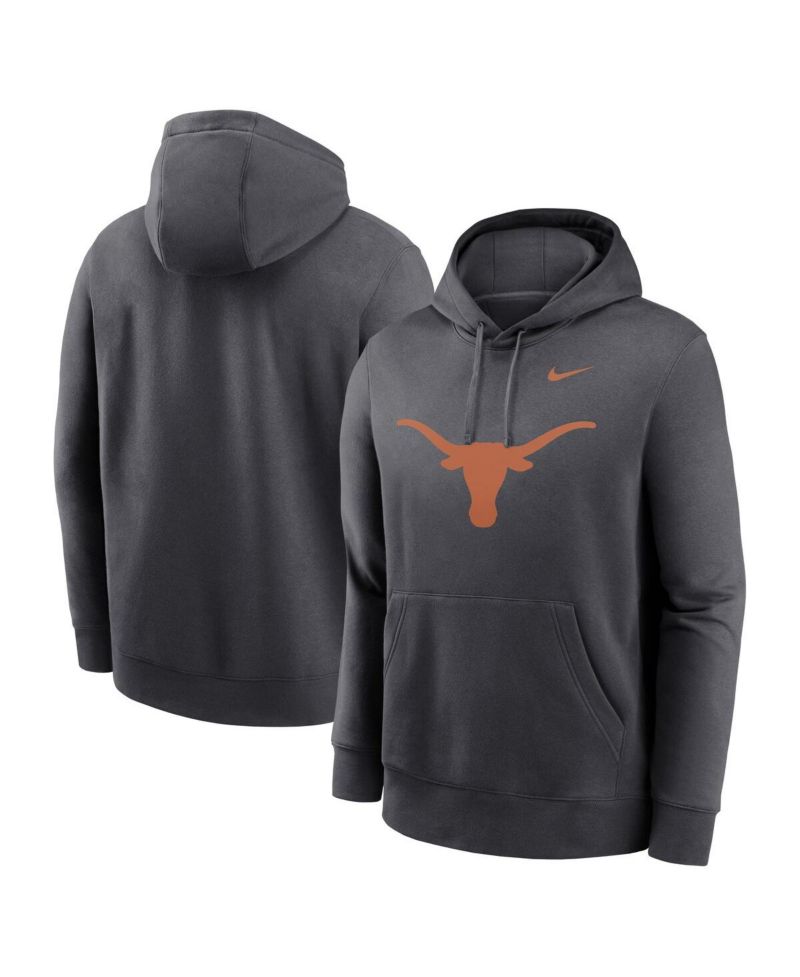 Men's Anthracite Texas Longhorns Primetime Evergreen Club Fleece Pullover Hoodie