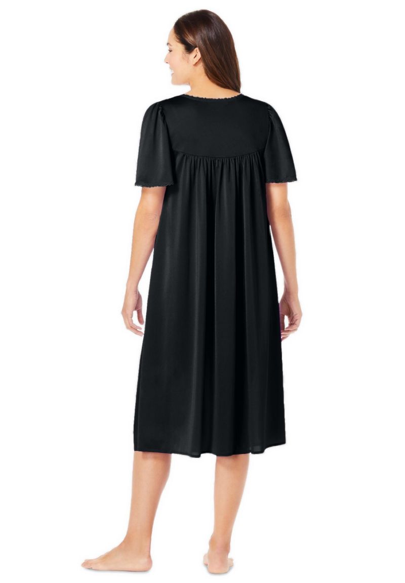 Plus Size Only Necessities Short Silky Lace-Trim Gown